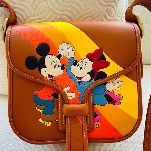 Coach Brown Crossbody Bag with Mickey and Minnie Design - Picture 3 of 8